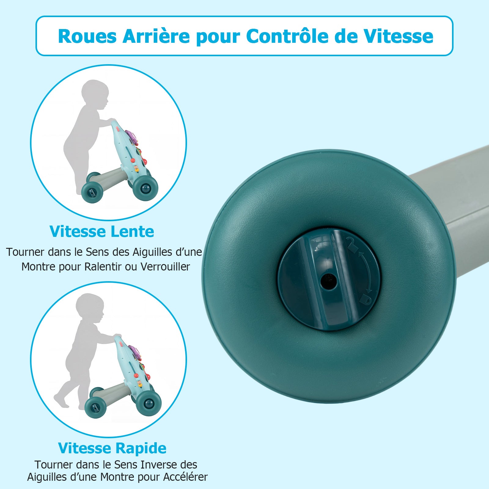 Costway Trotteur pour bébé avec plateau de jeu ovale amovible et jouet de tri de formes, Bleu