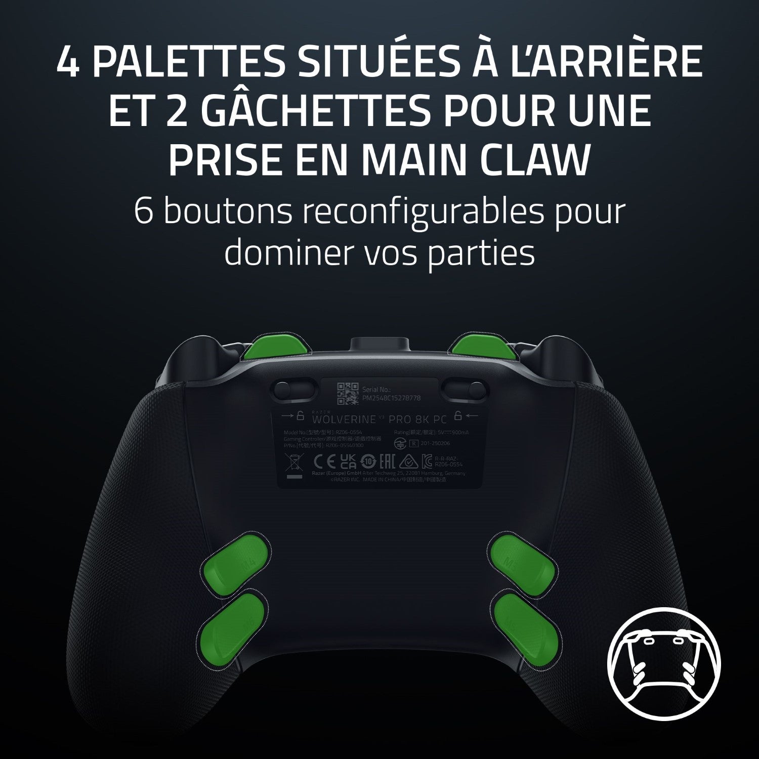 Razer Wolverine V3 Pro 8K Manette eSport sans fil pour PC