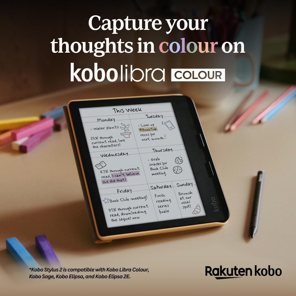 Kobo Stylus 2 compatible avec Kobo Libra Colour/Sage/Elipsa2E - Noir