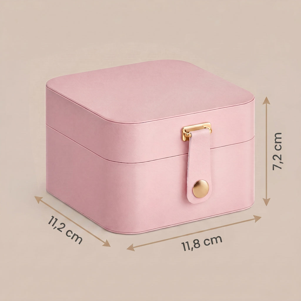 JOYFURNOS Coffret à Bijoux Compact, Rangement Portable à 2 Niveaux, Trousse de Voyage pour Accessoires, Rose