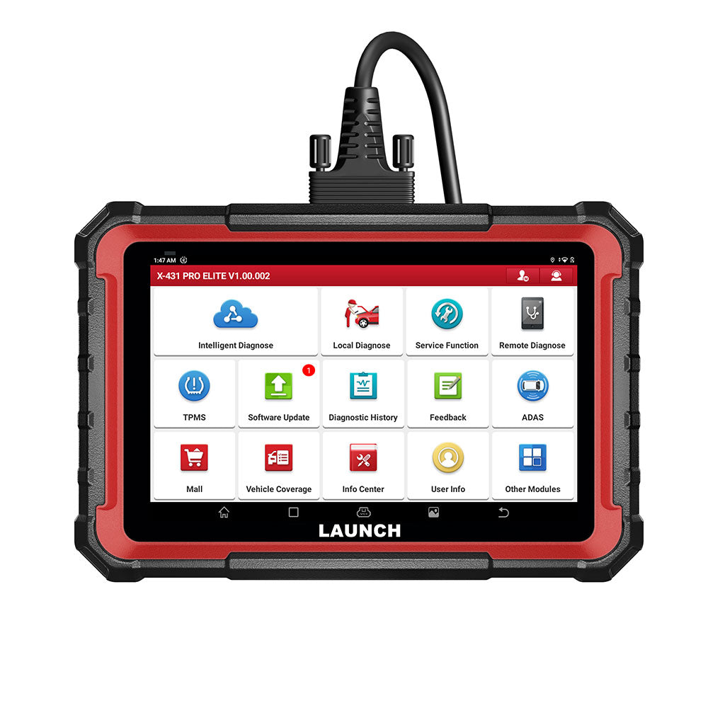 Launch X431 PRO ELITE Valise de diagnostique automobile 8" avec scanner OBD/OBD2, tous systèmes, CAN-FD/DOIP, tests actifs et 31 réinitialisations ECU