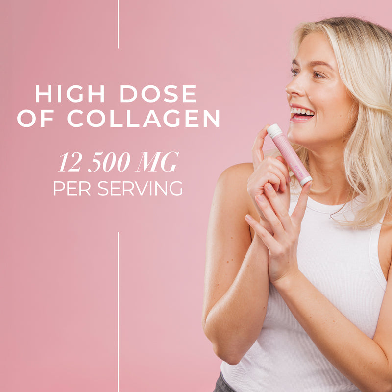 Swedish Collagen Ampoules buvables collagène de luxe, 30 x 25 ml, Complément liquide de collagène, 12 500 mg de collagène marin avec acide hyaluronique