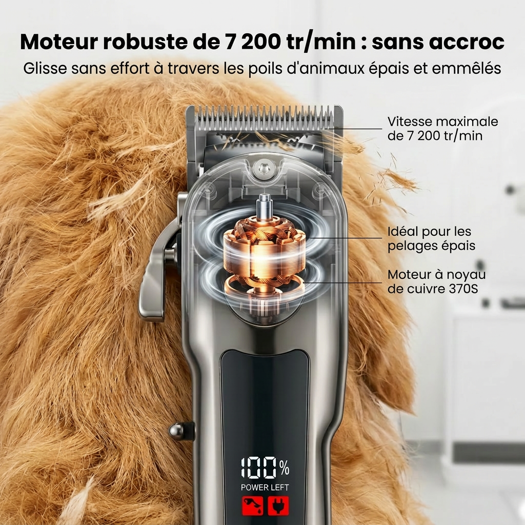 Blinkit tondeuse pour animaux conçue pour les poils épais et lourds / faible bruit avec 10 sabots, rechargeable