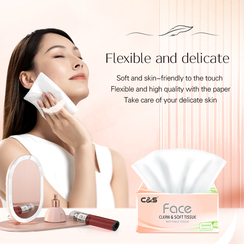 C&S Face Pink Mouchoirs pour le visage doux, 3 épaisseurs - Lot de 8 paquets de 120 feuilles