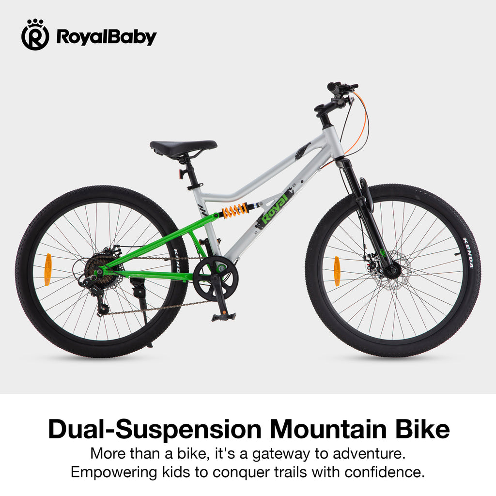 RoyalBaby Vélo pour enfants RS7 26 pouces Gris vert, Poids net 15,9 kg