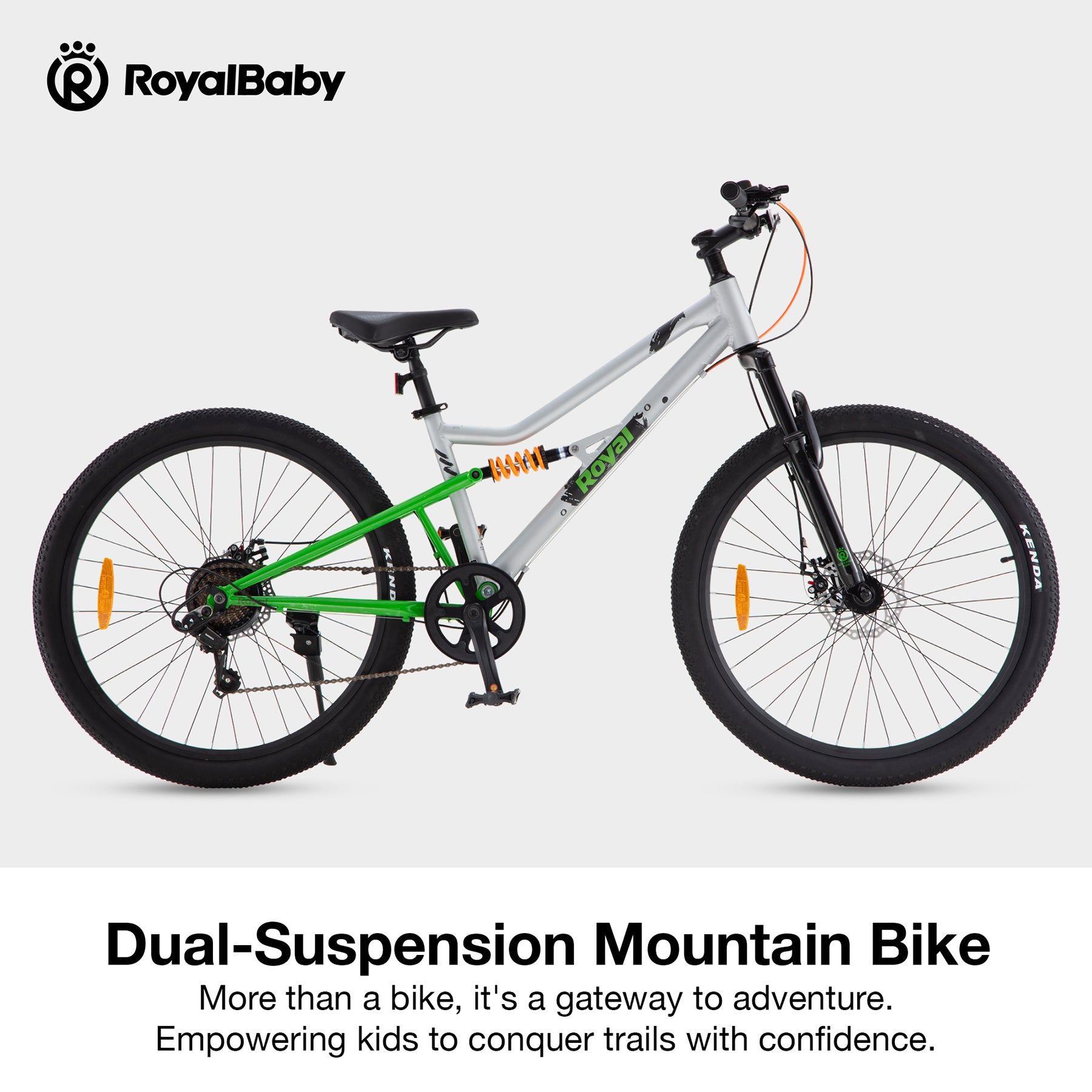 RoyalBaby Vélo pour enfants RS7 26 pouces Gris vert, Poids net 15,9 kg