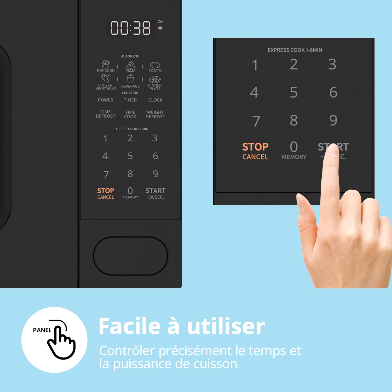 Comfee' CM-E202CC(BK) Micro-ondes numérique 700 W 20 L 6 menus prédéfinis Express Cook 11 niveaux de puissance Fonction de décongélation Fonction mémoire - Noir