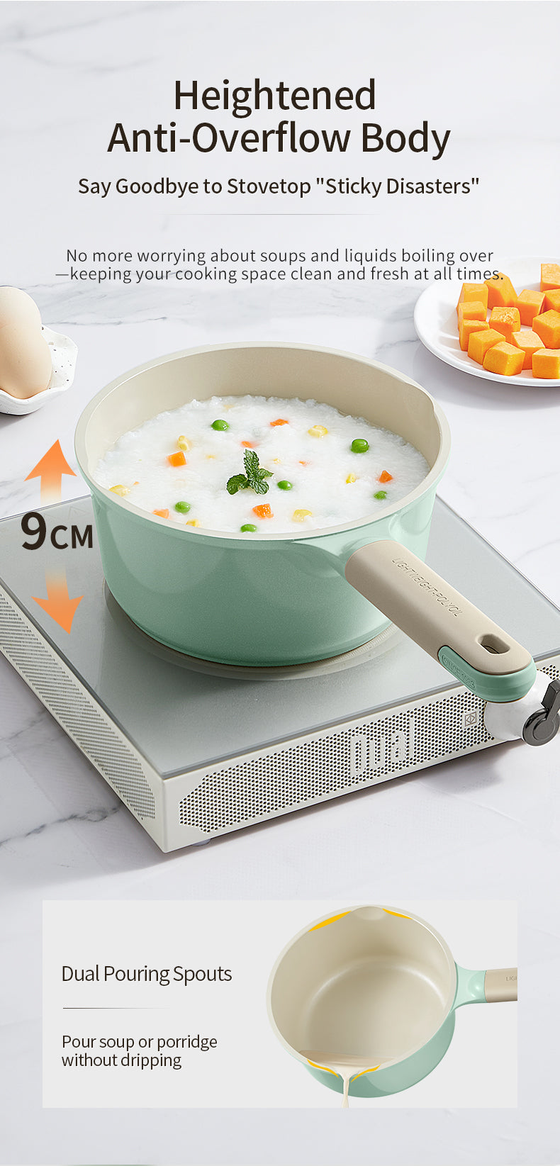 COOKER KING Casserole à Lait Antiadhésive, Casserole pour Aliments pour Bébés à Revêtement Sans PFAS, Petit Casserole avec Récupérateur de Huile