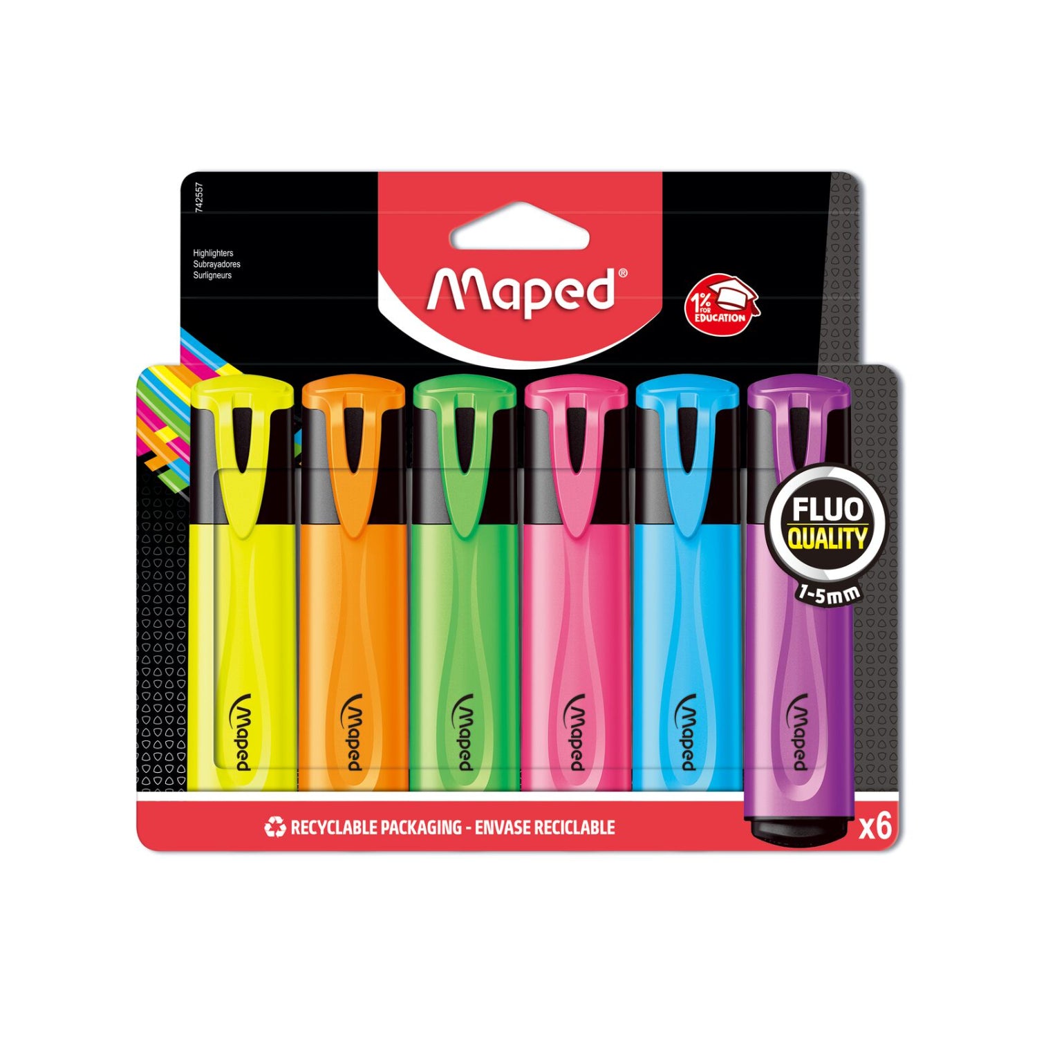 Maped Fluo'Peps Surligneurs Classiques – 6 Couleurs