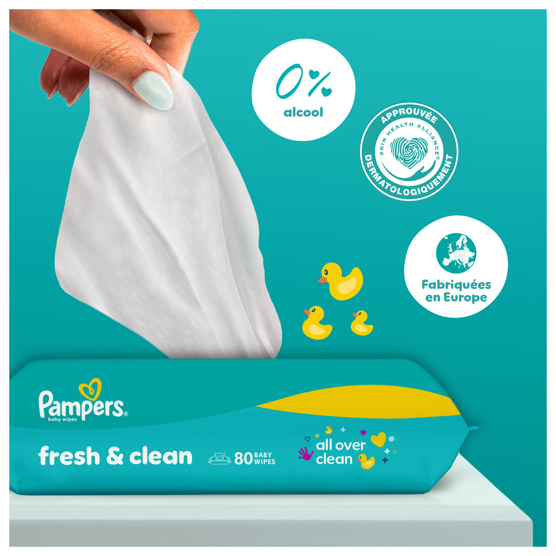 Pampers Fresh & Clean Lingettes pour Bébé, 3 Paquets De 80 Lingettes = 240 Lingettes, Une Toilette Complète