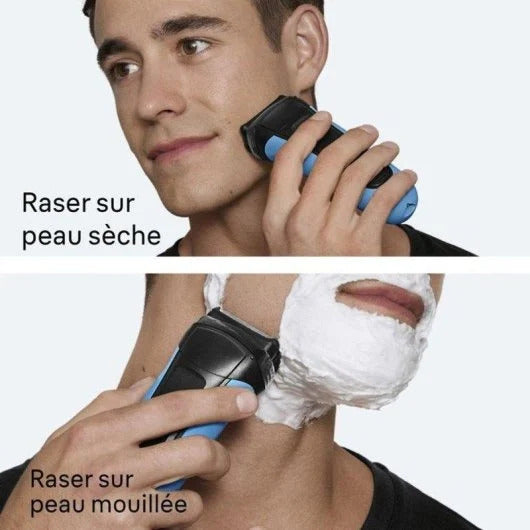 Braun Series 3 310s - Rasoir Électrique Homme Wet & Dry Rechargeable - 100 % Étanche - Bleu et Noir