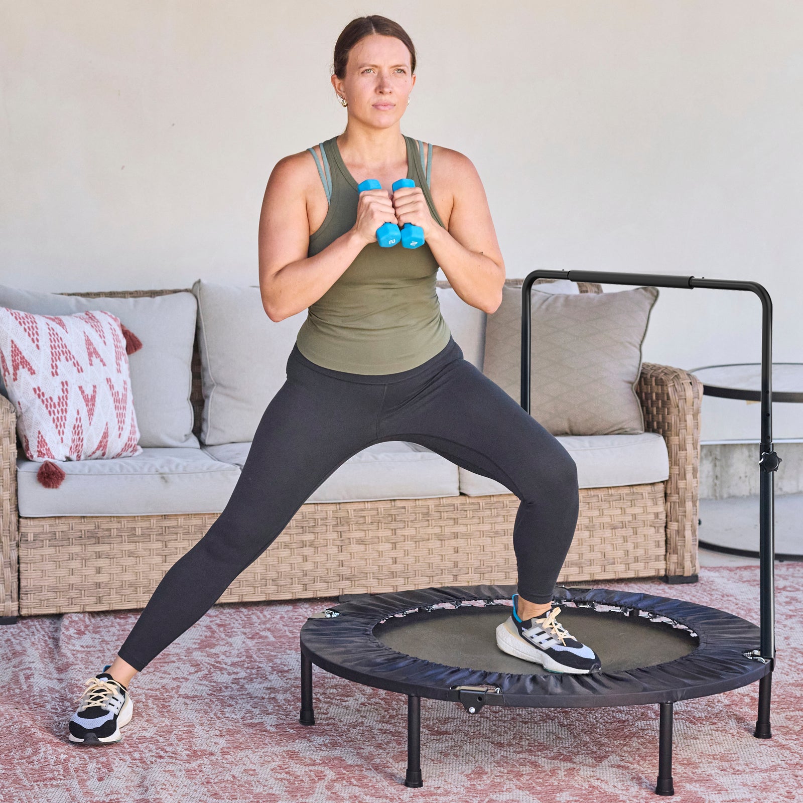 SPORTSOUL Mini rebondisseur de fitness pliable 40" avec poignée, pré-assemblé, charge maximale 70 kg