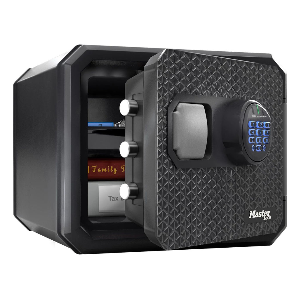 Master Lock Coffre-fort certifié résistant au feu et à l’eau, 23 L, 417 x 348 x 478 mm, système de code à combinaison numérique avec clavier rétroéclairé, pour la maison et les professionnels