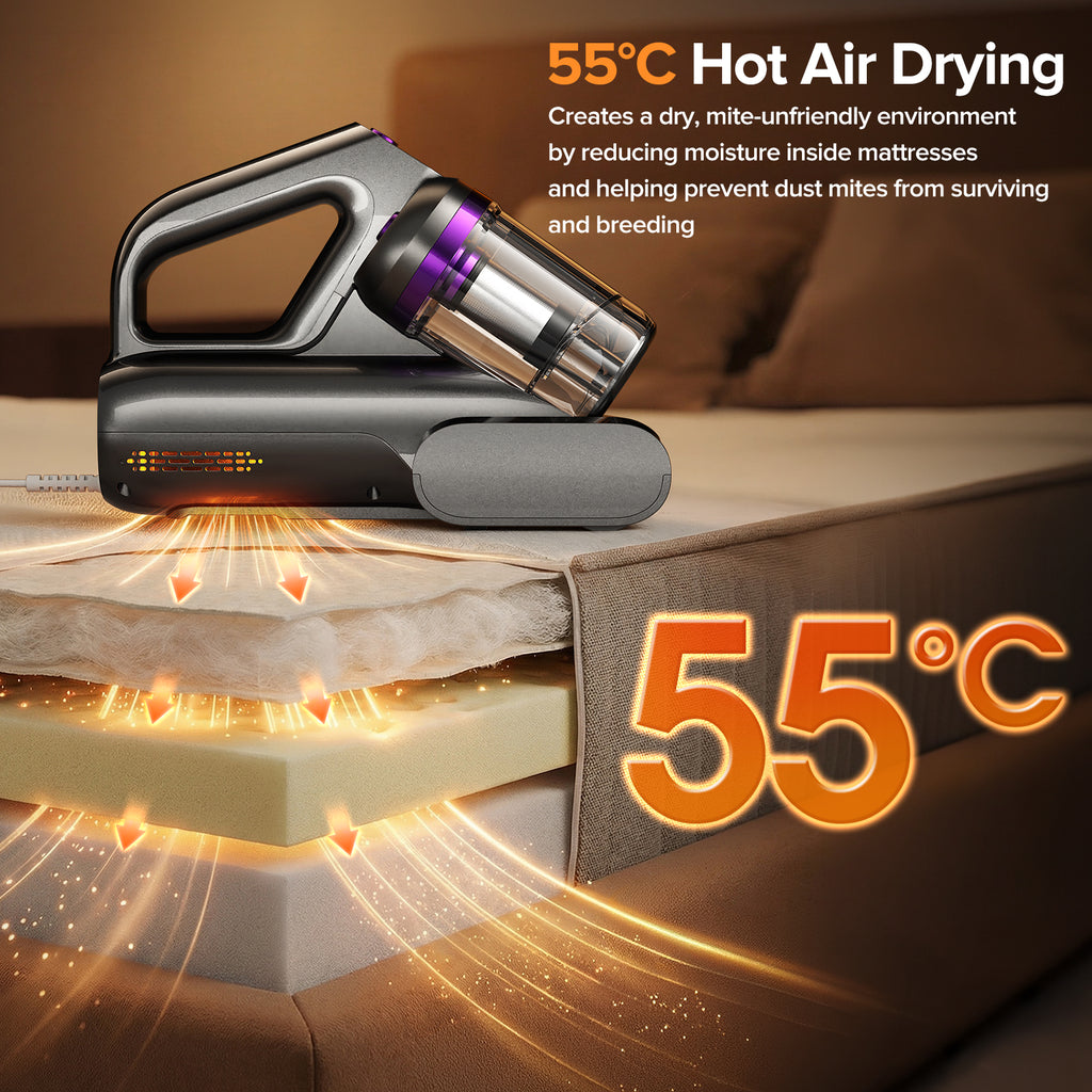Lubluelu Aspirateur matelas UV anti-acariens CM208 aspiration 15 kPa séchage à l'air chaud 55 °C