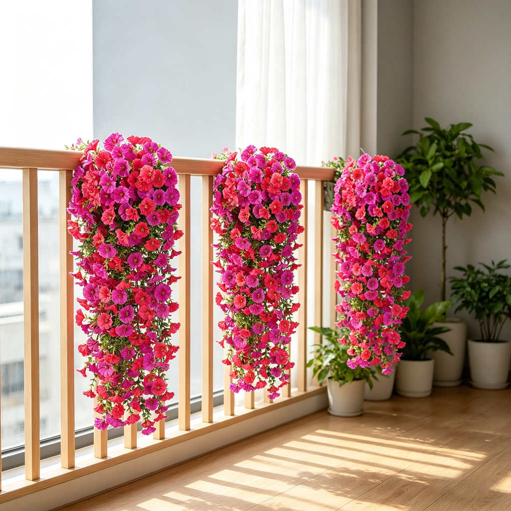 Yuejia 4 pièces 30 po/76 cm Fleurs artificielles d’extérieur, fausses fleurs artificielles suspendues d’extérieur, fleurs suspendues réalistes