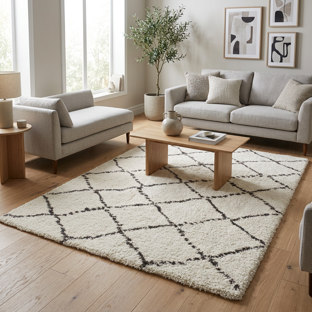VIVARAISE Casablanca 2 Tapis - Gris Tonnerre, Motifs Berbères, Texture Shaggy Imitant la Laine, 100% Polypropylène, 160 x 230 x 3 cm