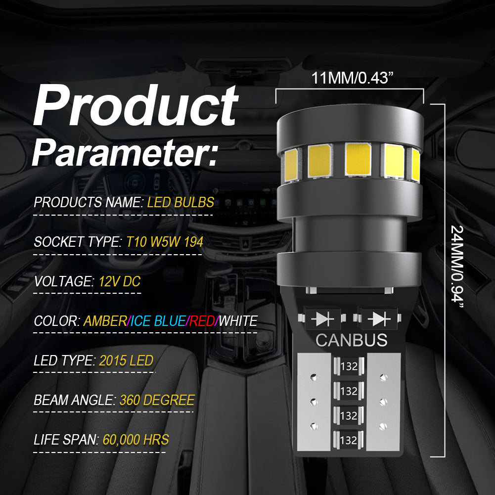 OUSHI Ampoule LED W5W, Canbus sans erreur T10 501 194 168 2825 ampoules de remplacement 12 V pour éclairages intérieurs de voiture plafonnier liseuse portière courtoisie plaque