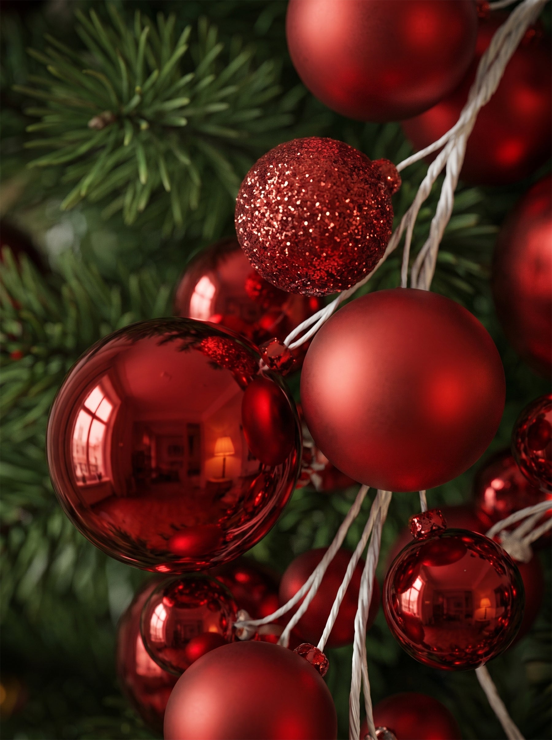 Ju7cer Guirlande de boules de Noël 1,8 m, idéale pour la décoration de sapin de Noël, peut être utilisée pour décorer un sapin de Noël