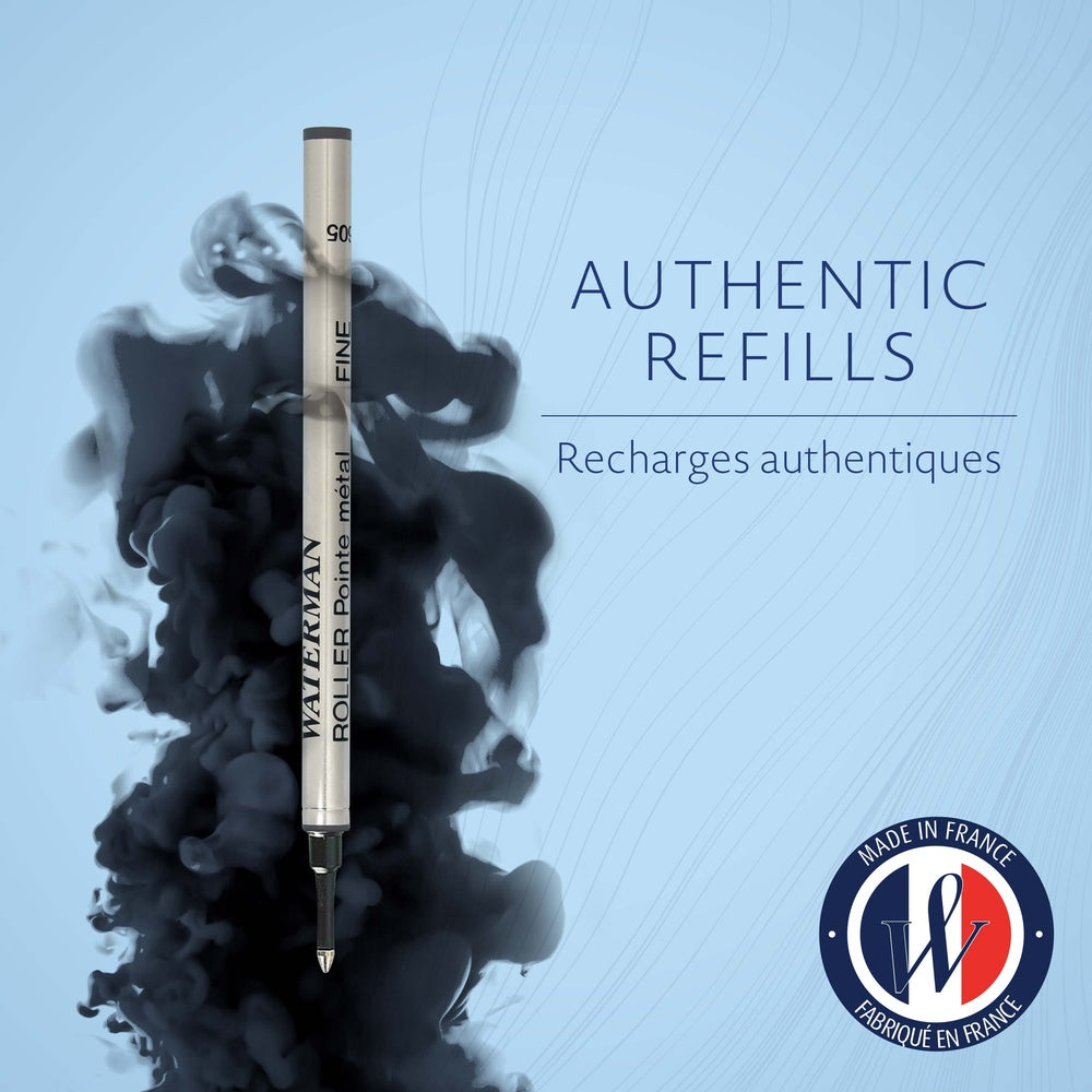 Waterman recharge d’encre pour stylo roller | pointe fine | encre noire | Blister 1 recharge