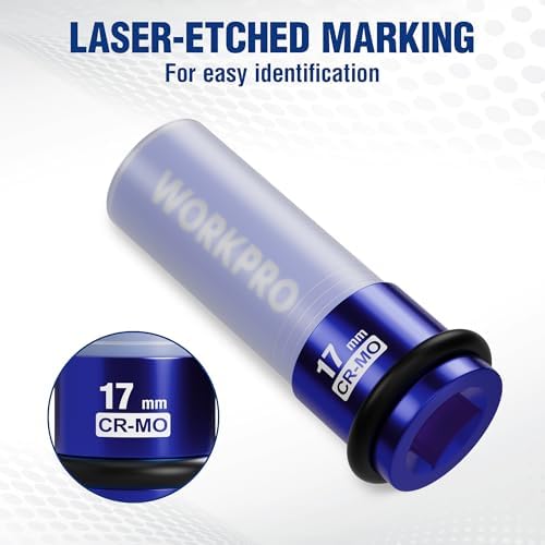 WORKPRO Tête de douille Dr. 1/2" x 17 mm bleu avec anse en caoutchouc