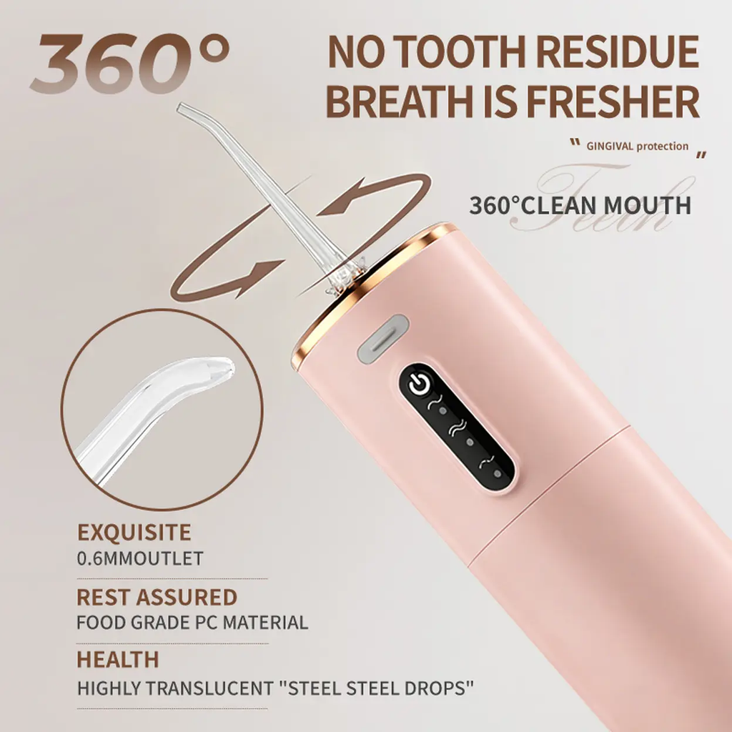 Rushi R-B31A Hydropulseur électrique, Réservoir d'eau de 280 ml, Batterie de 1200 mAh, Rose