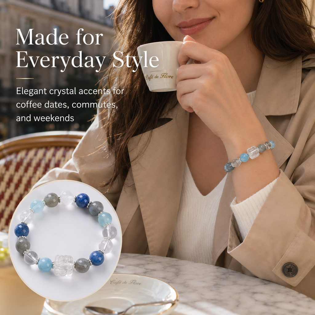 VoxorAI L8 Bracelet en cristal, Collier et bracelet en perles originaux faits main à faire soi-même pour chance et richesse, Style haut de gamme tendance luxe discret
