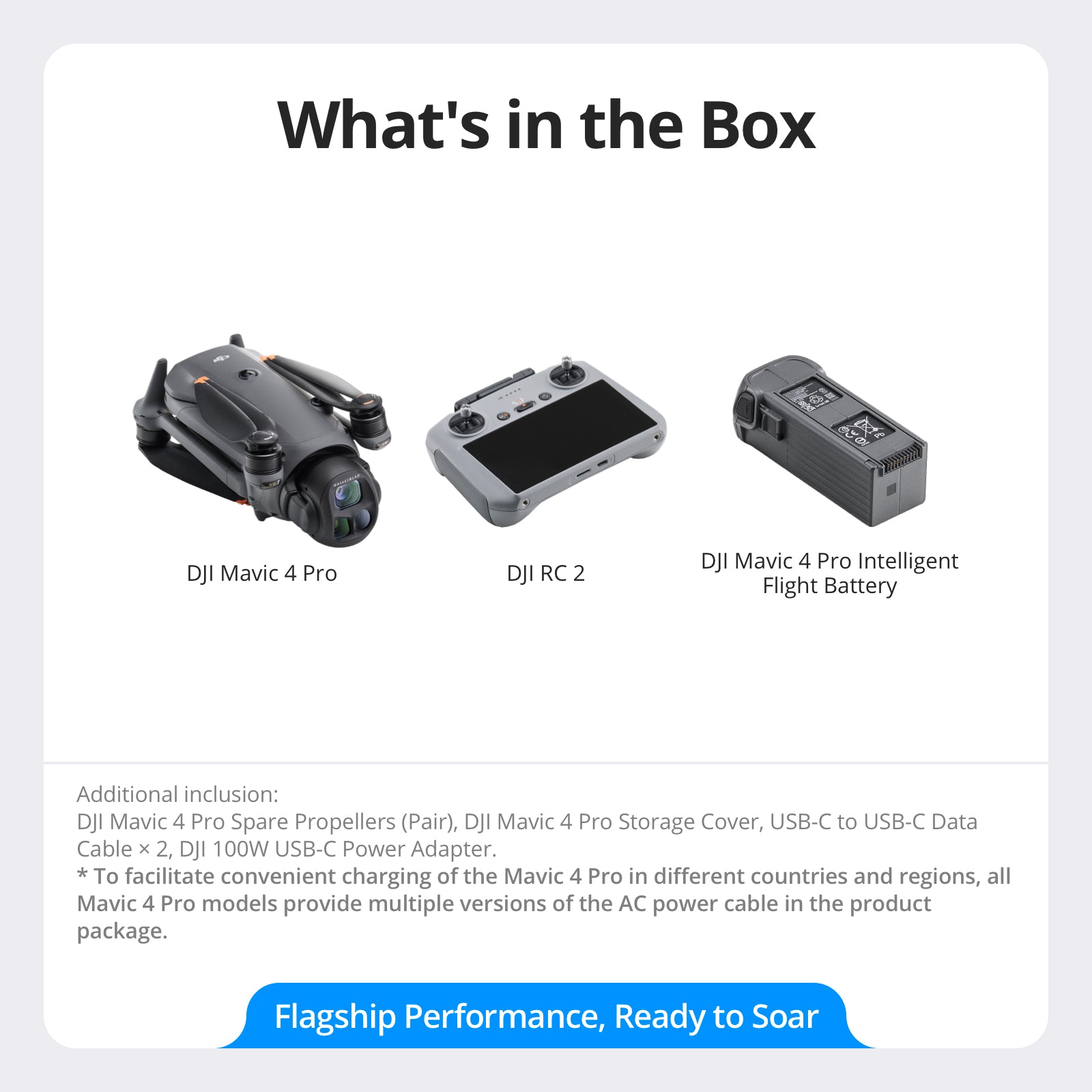 DJI Mavic 4 Pro avec DJI RC 2, Drone haut de gamme à triple caméra avec caméra Hasselblad CMOS 4/3 100 MP, Pour professionnels, Transmission vidéo 30 km, Temps de vol max. 51 min
