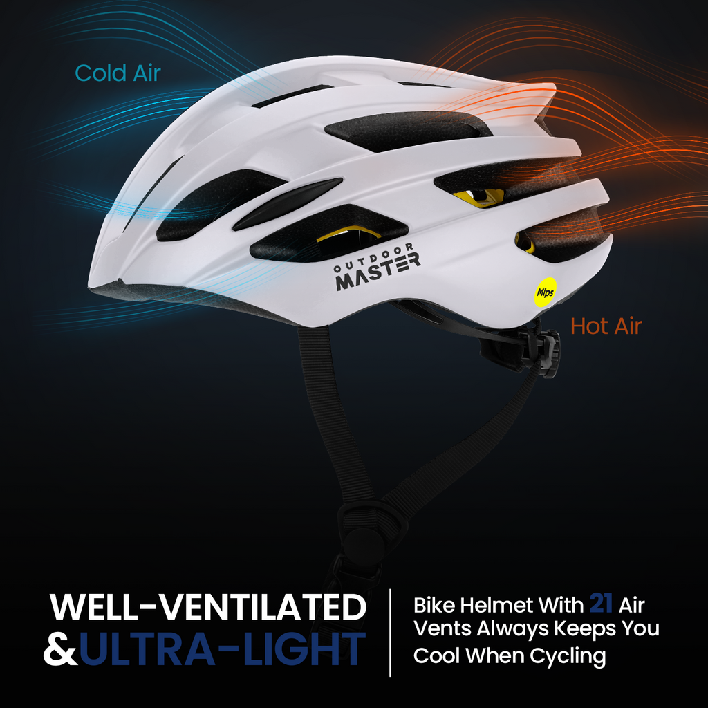 OutdoorMaster MIPS Casque de vélo de route pour adultes blanc - Taille M