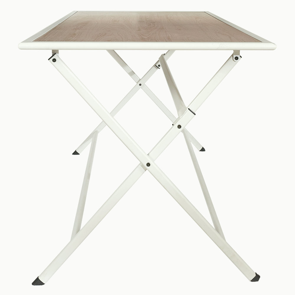 HOME DECO FACTORY Table en métal blanc effet bois Barcelone 110 x 70 m2