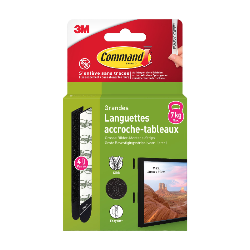Command™ Languette de fixation enlevable tableau Noir Grand modèle