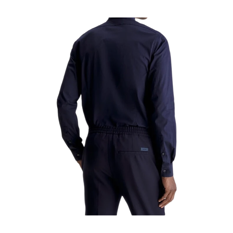 Calvin Klein Chemise Poplin Stretch Slim Ciel Nocturne