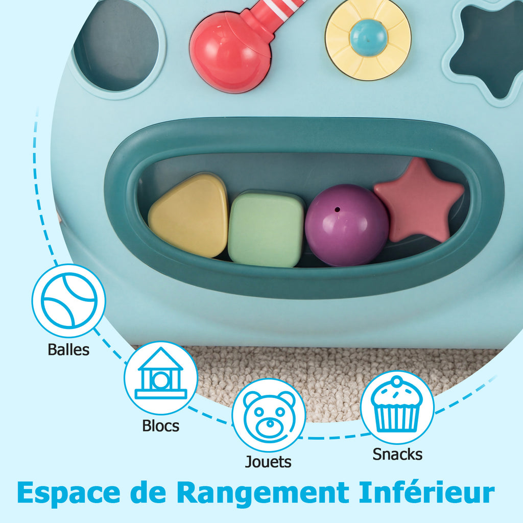 Costway Trotteur pour bébé avec plateau de jeu ovale amovible et jouet de tri de formes, Bleu