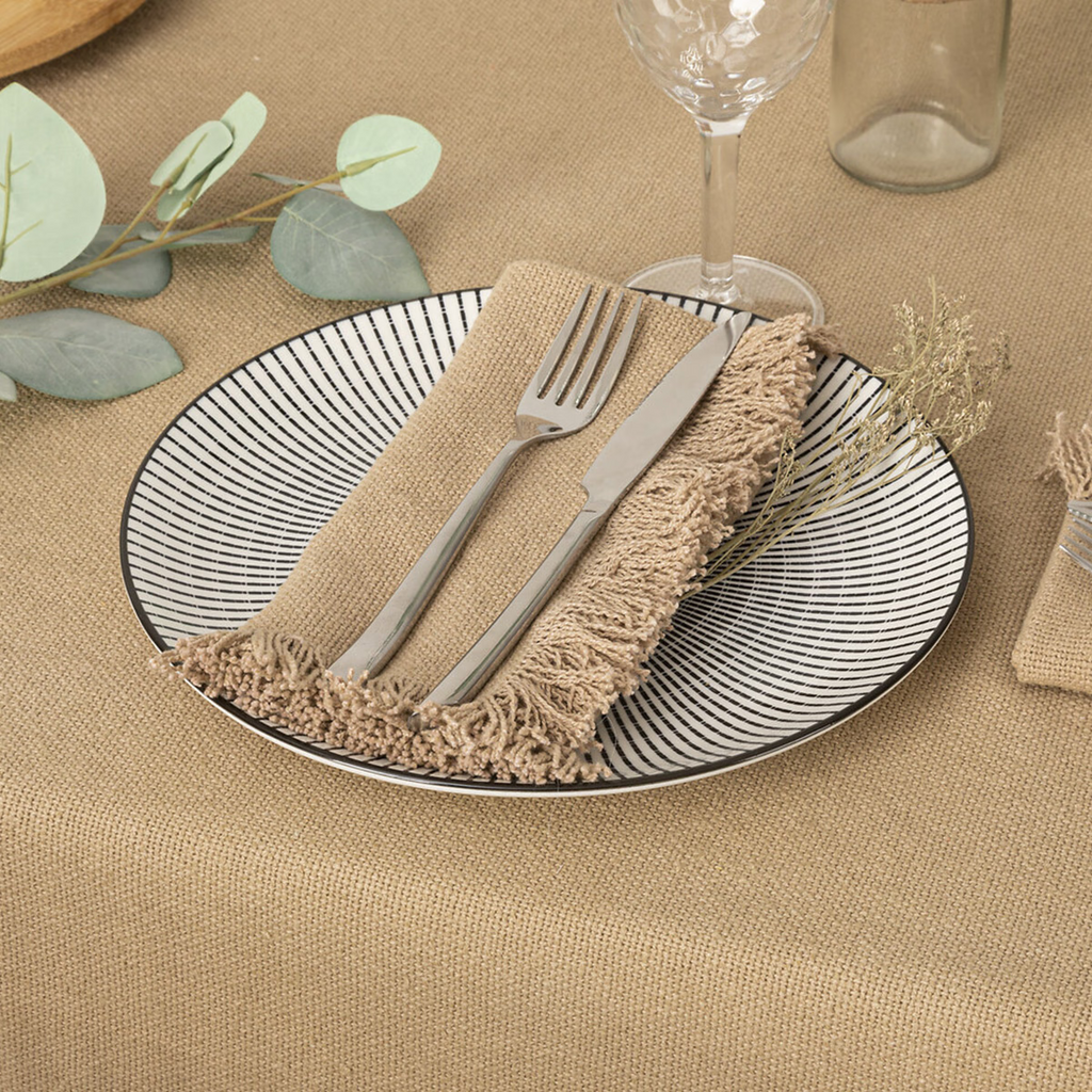 Atmosphera Maha Lot de 2 serviettes de table beige - 40 x 40 cm