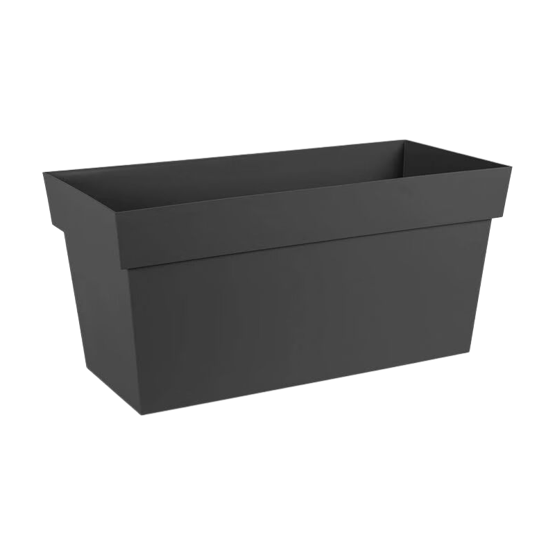 EDA - Muret Toscane 80 cm - Jardinière à roulettes - Volume 74 L - avec Réserve d'eau et Grille Filtrante + Goulotte d'Arrosage - 79 x 35 x H. 39 cm - Gris Anthracite
