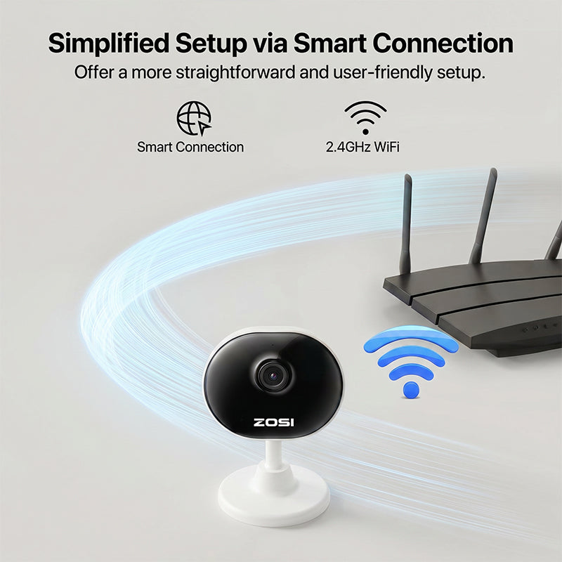 ZOSI Caméra WiFi intérieure C688 1080P, mini caméra de sécurité à dôme, caméra de sécurité pour la maison, surveillance pour personne âgée, bébé, chien et animal de compagnie