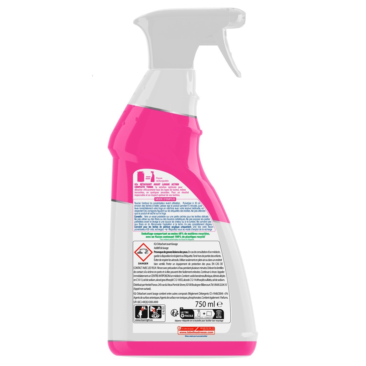 K2R Spray Détachant Avant-Lavage Action Complète Turbo 750ml