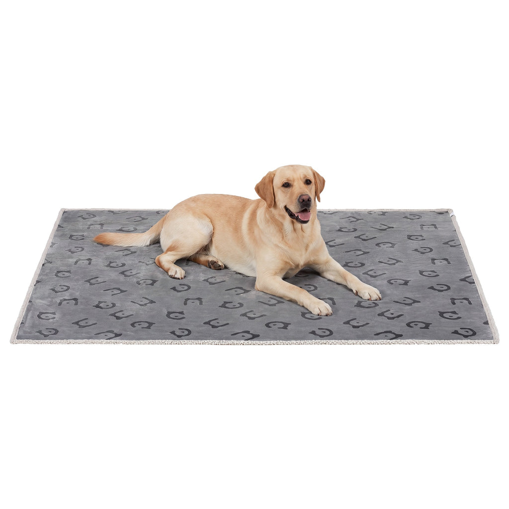 Ochama Couverture imperméable pour chien, 229 x 203 cm, couverture en polaire Sherpa pour animaux, lavable en machine, protège-canapé pour chien réversible, gris