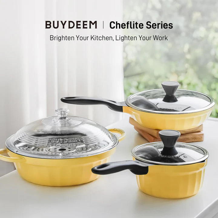 BUYDEEM Casserole en fonte d'aluminium antiadhésive, 1,9 QT