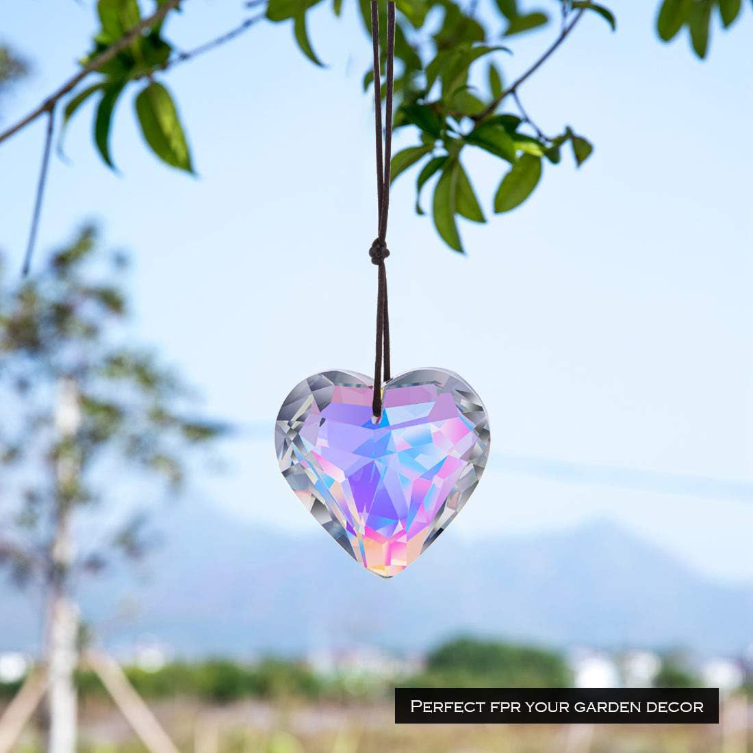 JU7CER 1PC Pendentif Prismatique en Cristal en Forme de Cœur - Décoration Suspendue, Capteur de Lumière Arc-en-Ciel pour Jardin, Mariages et Noël