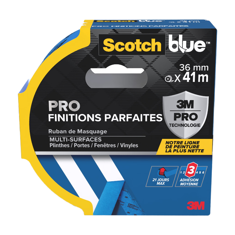 ScotchBlue™ Ruban de masquage PRO finitions parfaites en PEFC bleu - 36 mm x 41 m