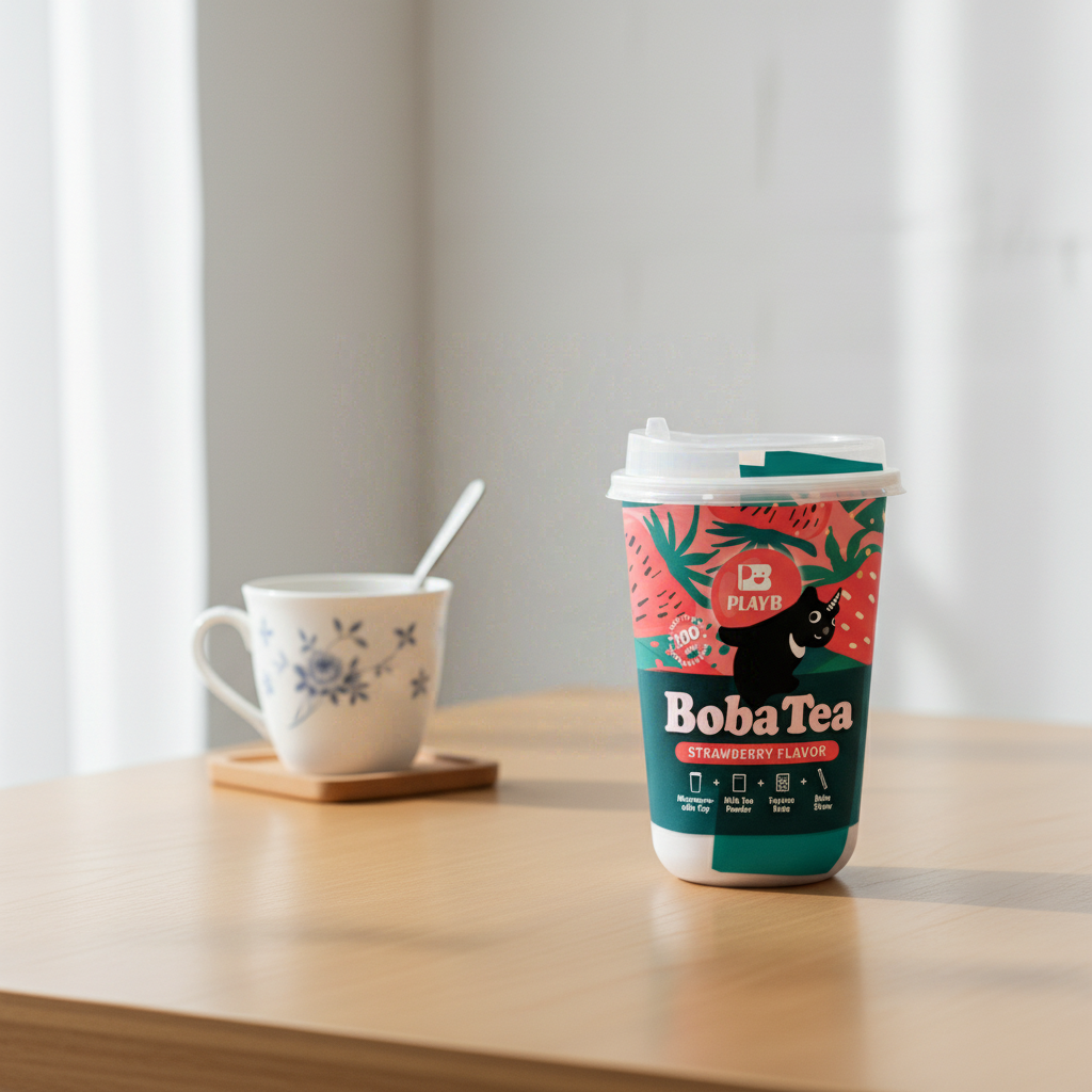 JENI PLAYB Kit de préparation Bubble Tea en tasse saveur fraise - 1x 85 g