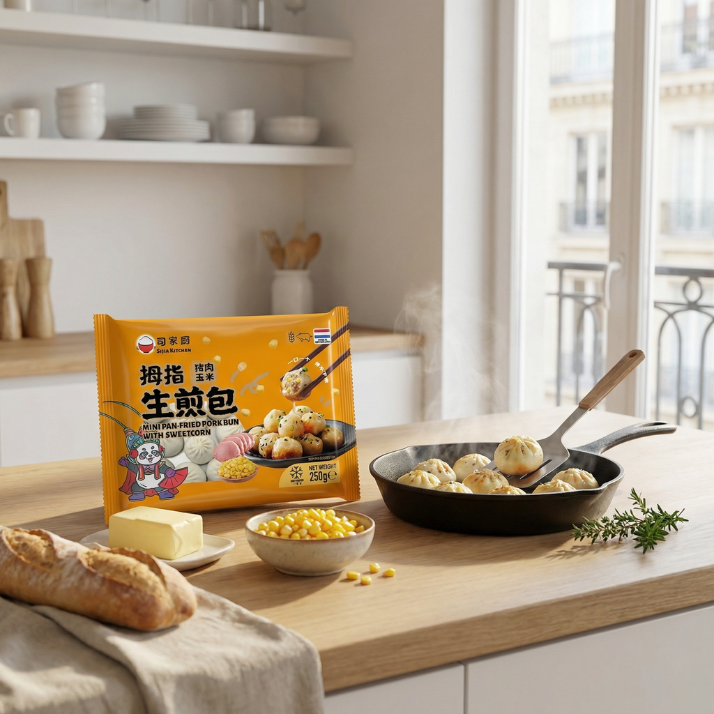 Sijia Kitchen Mini brioches vapeur saveur porc et maïs doux surgelées - 250 g