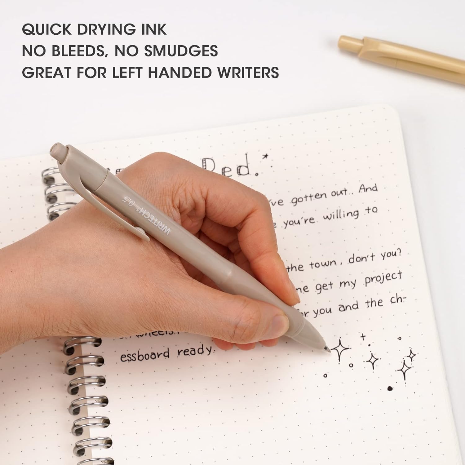 WRITECH Stylos gel 0,5 mm avec prise en main douce - Lot de 8 stylos rétractables à encre noire pour écriture fluide, sans bavure ni tache