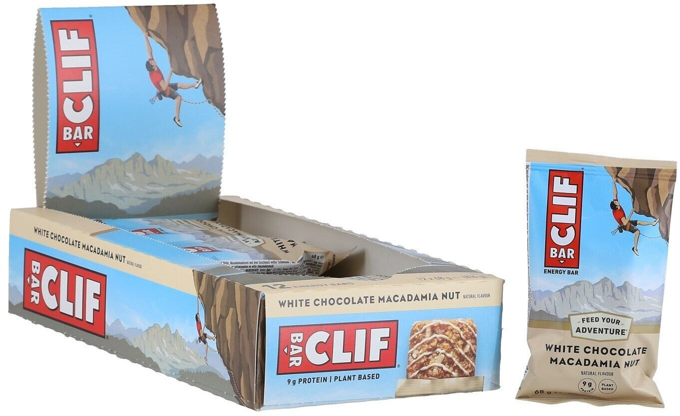 CLIF Bar Barre énergétique noix de macadamia et chocolat blanc, 12 x 68 g