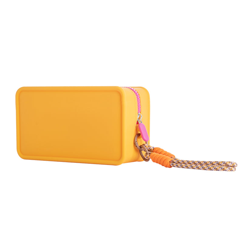 JORDAN&JUDY Trousse de rangement maquillage portable à main en silicone Colorblock 20*12*8 cm Jaune 1 pc