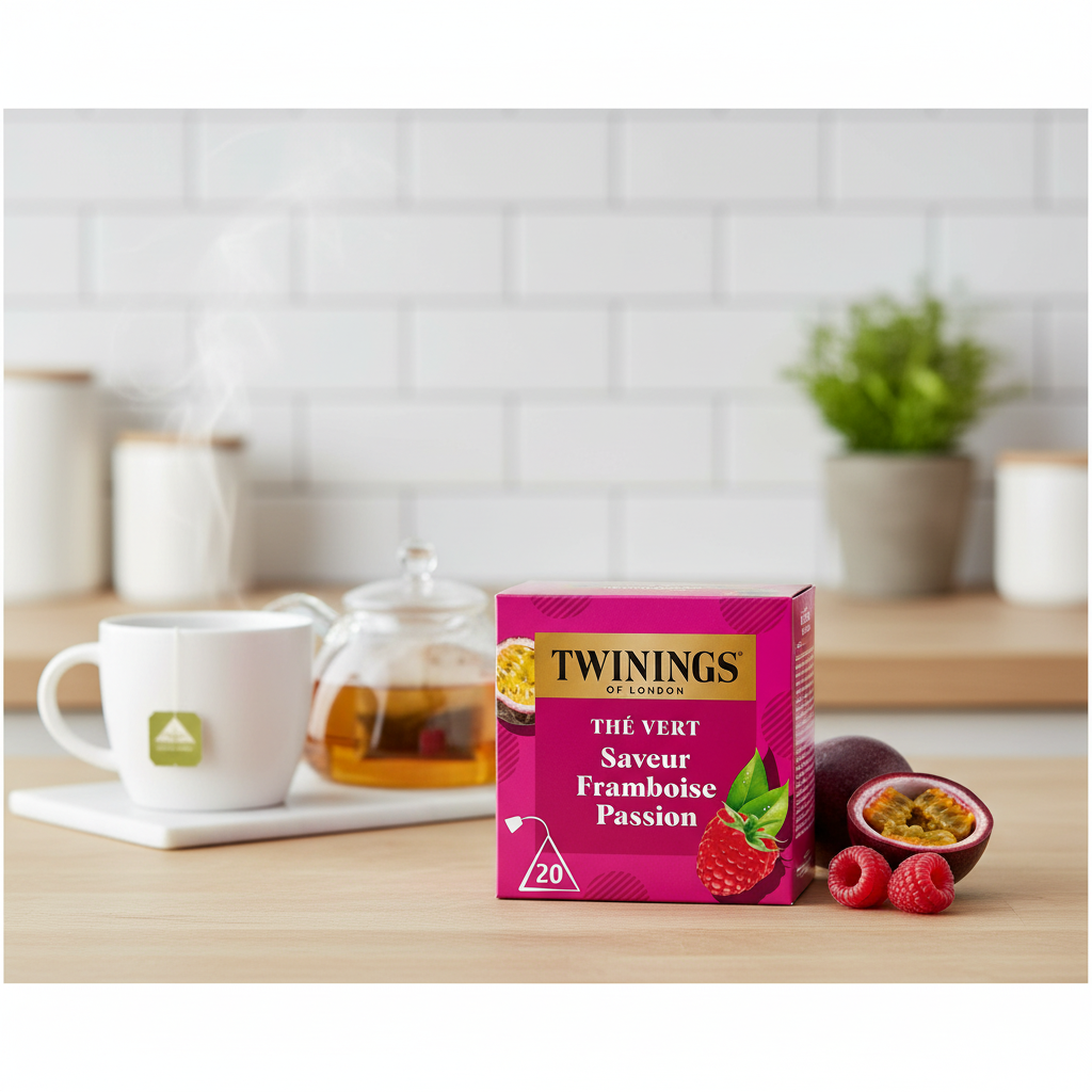 Twinings Thé vert framboise passion, 20 sachets, 32 g