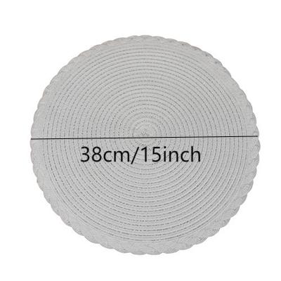 Lot de 6 Sets de table ronds tressés 38 cm, Anneau extérieur patchwork polyester à trois brins Blanc, Antidérapants, Pour maison, cuisine et table à manger, Parfaits pour fêtes