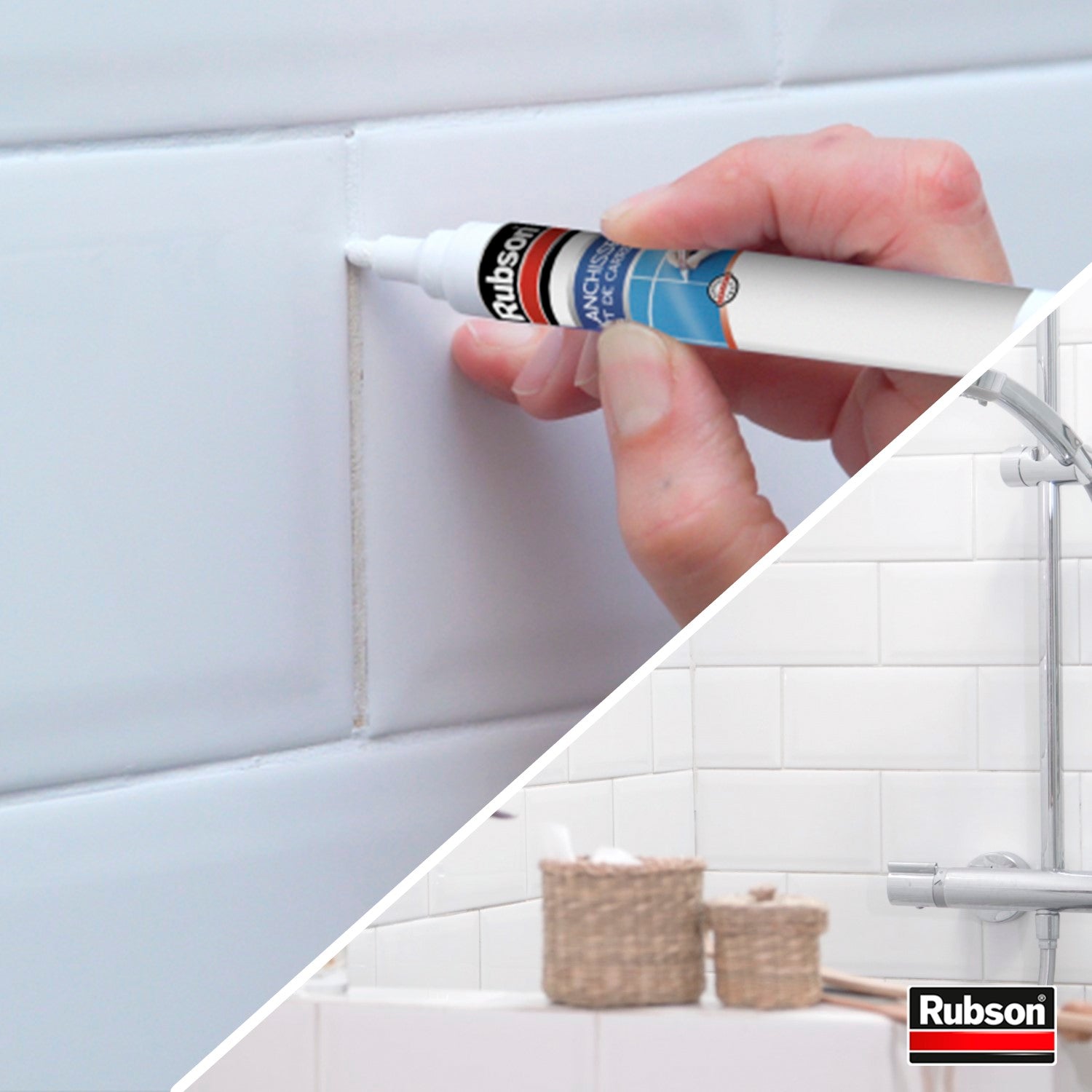 Rubson | Blanchisseur Joint de Carrelage (feutre de 7 ml) – Stylo blanchissant facile à appliquer pour joints de carrelage – Blancheur et protection longue durée