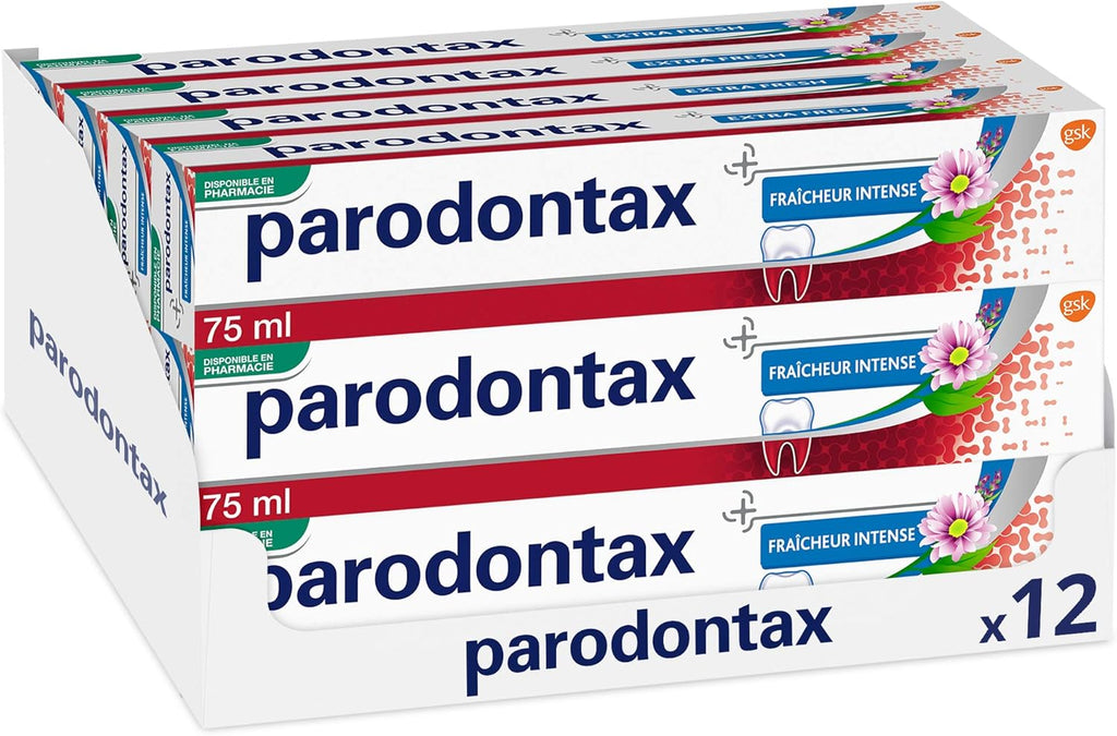 parodontax Dentifrice, Fraîcheur Intense, Dentifrice, Soulage la Sensibilité Dentaire, Extra Frais, Lot de 12 x 75 ml