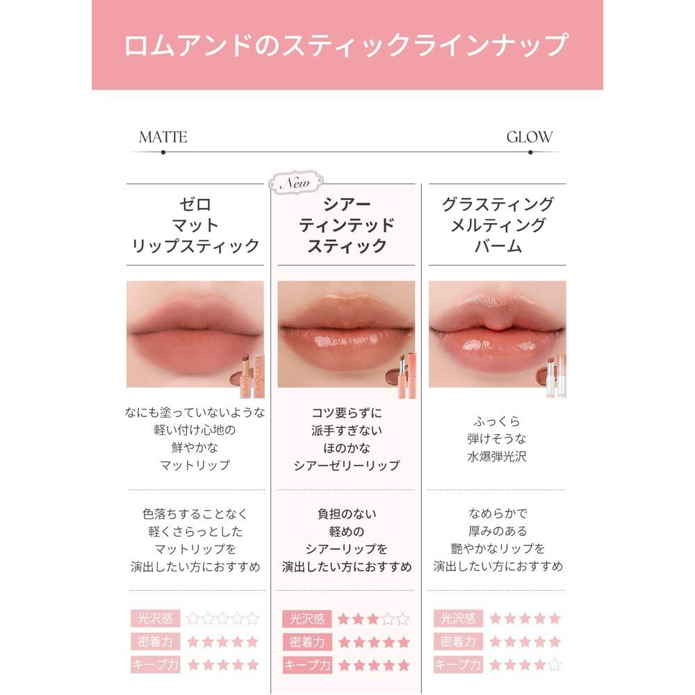 rom&nd Sheer Tinted Stick Baume à lèvres teinté, teinte n°04 Camel Nuts - 2 g